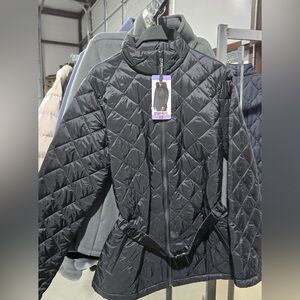 32 Degrees Ladies' Belted Diamond Quilt Jacket Black